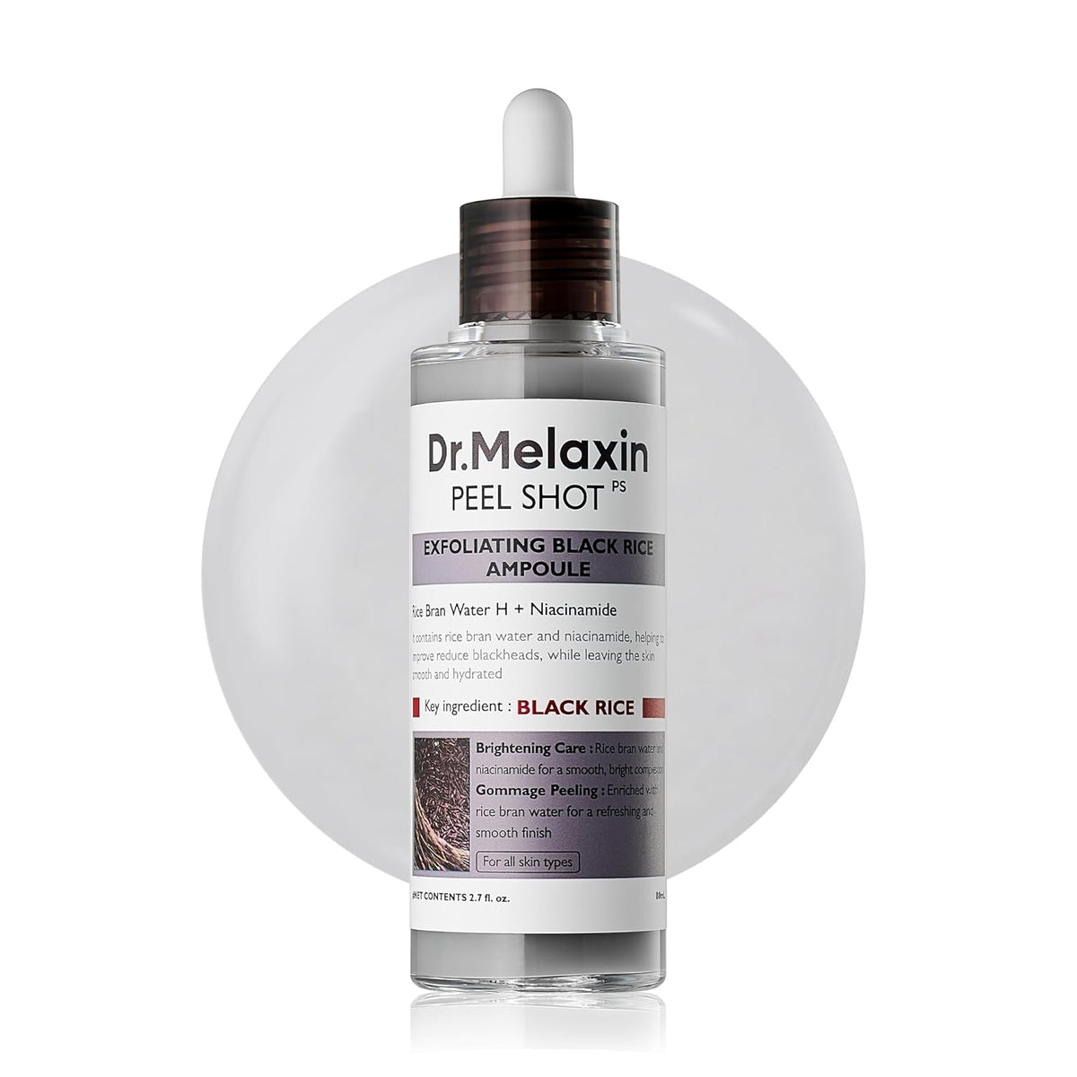 Dr. Melaxin Peel Shot Exfoliating Black Rice Ampoule main product photo
