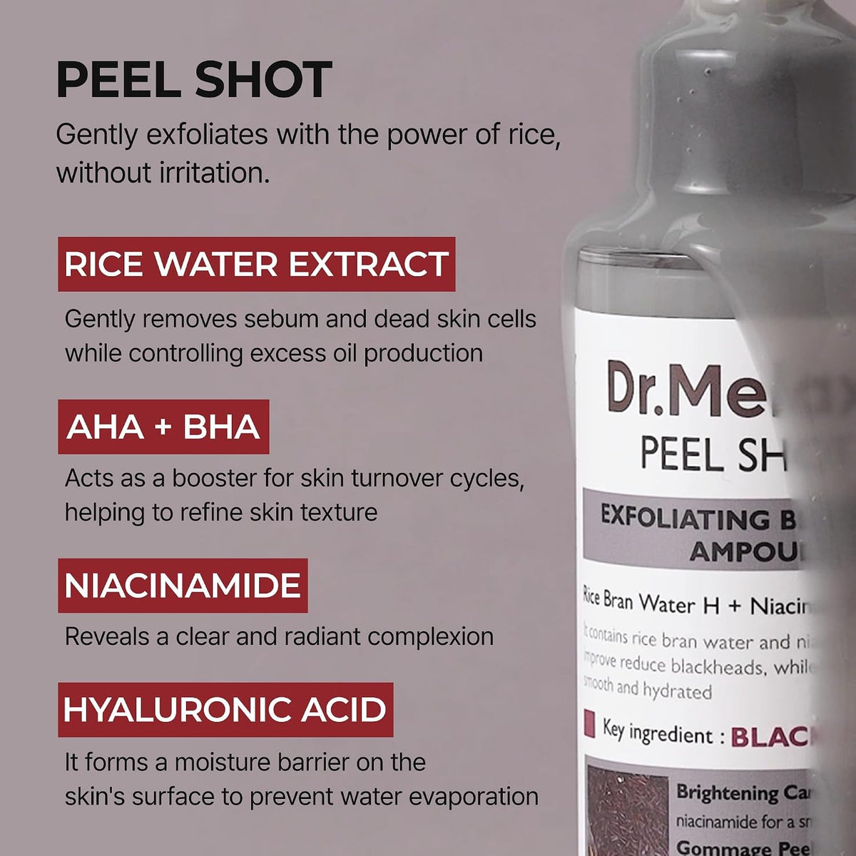 Dr. Melaxin Peel Shot Exfoliating Black Rice Ampoule product detail image 4